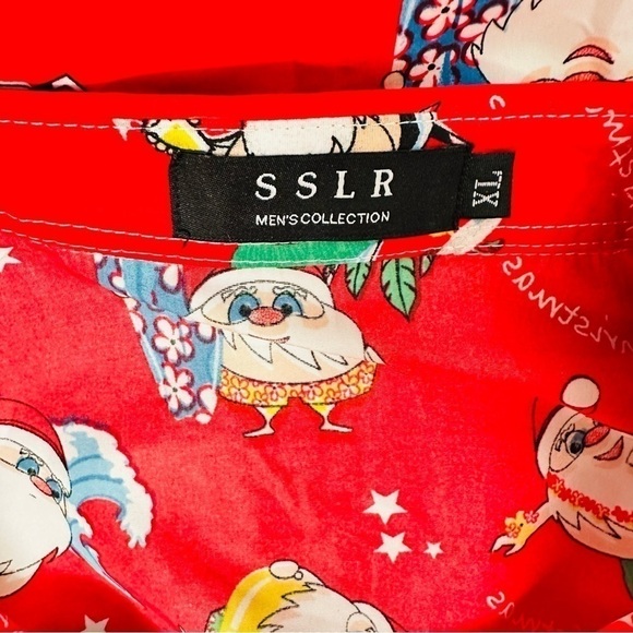 SSLR Men’s Collection Red Merry Christmas Santa Button Front Shirt Size XL - Picture 6 of 6